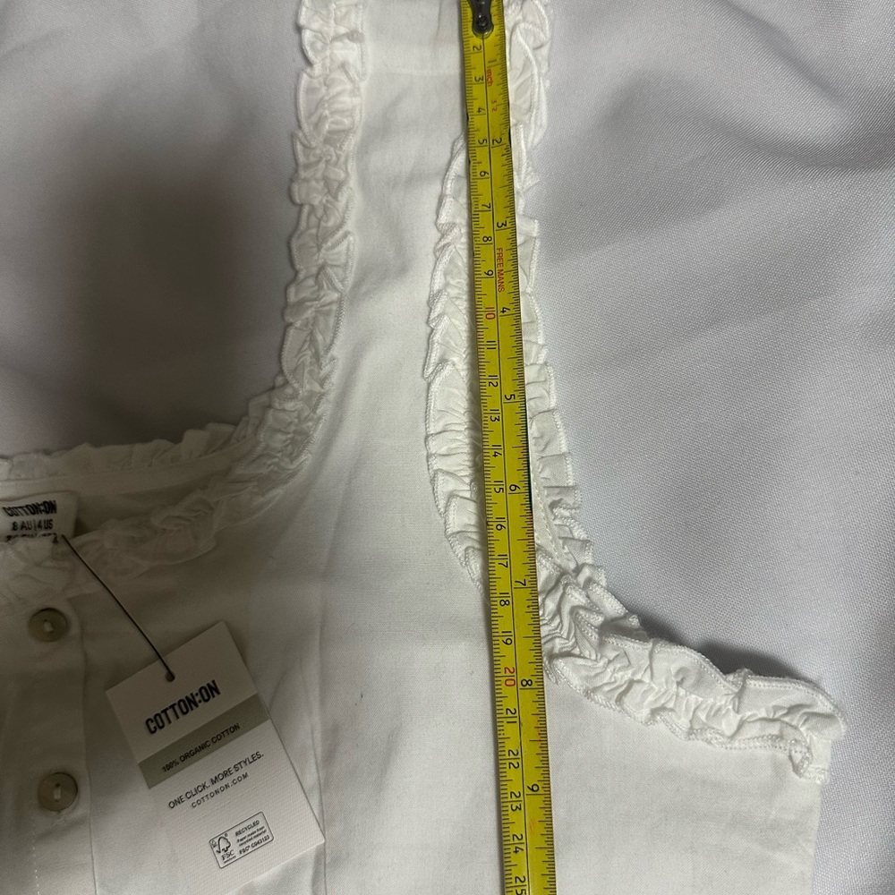 Cotton On White Ruffle-Trim Cropped Tank Top size 4 sleeveless NWT - Picture 7 of 15